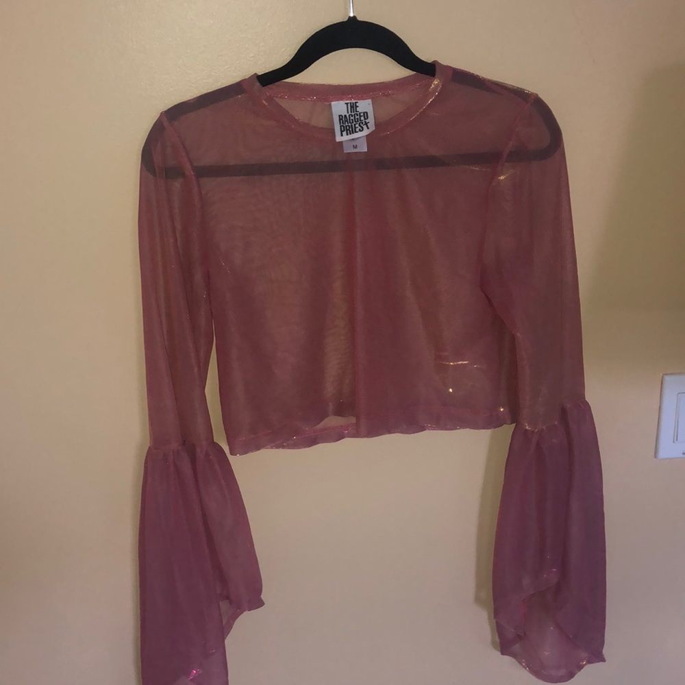 Mesh gold shine Crop top